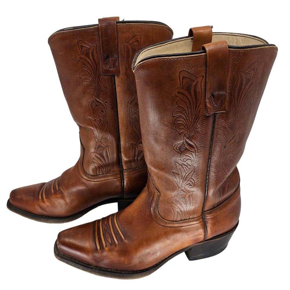 Vintage 70s Acme Leather Western Cowboy Boots Style 4988 Size 9 Men's